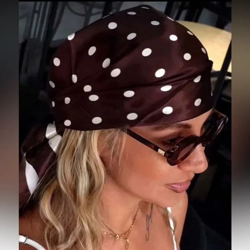 Brown Polka Dot Headscarf S17